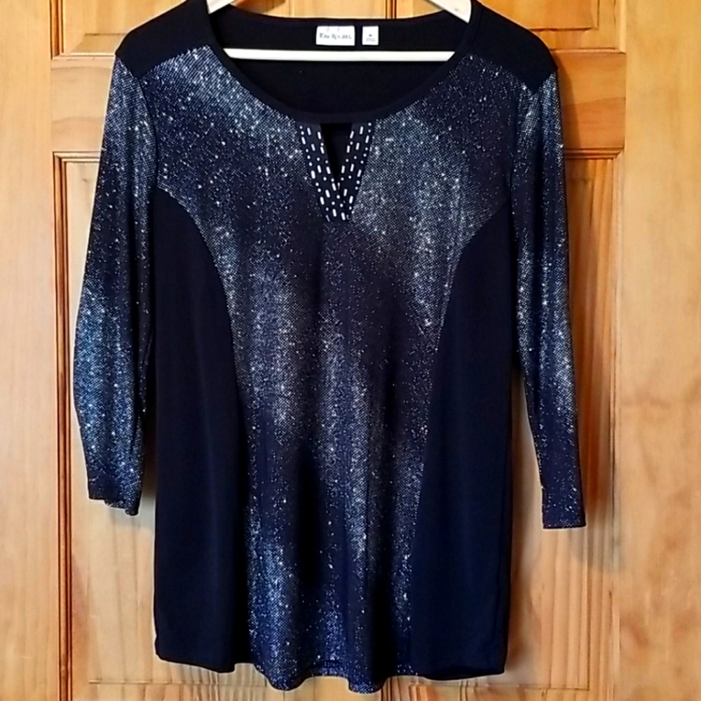 Festive black & glittery top